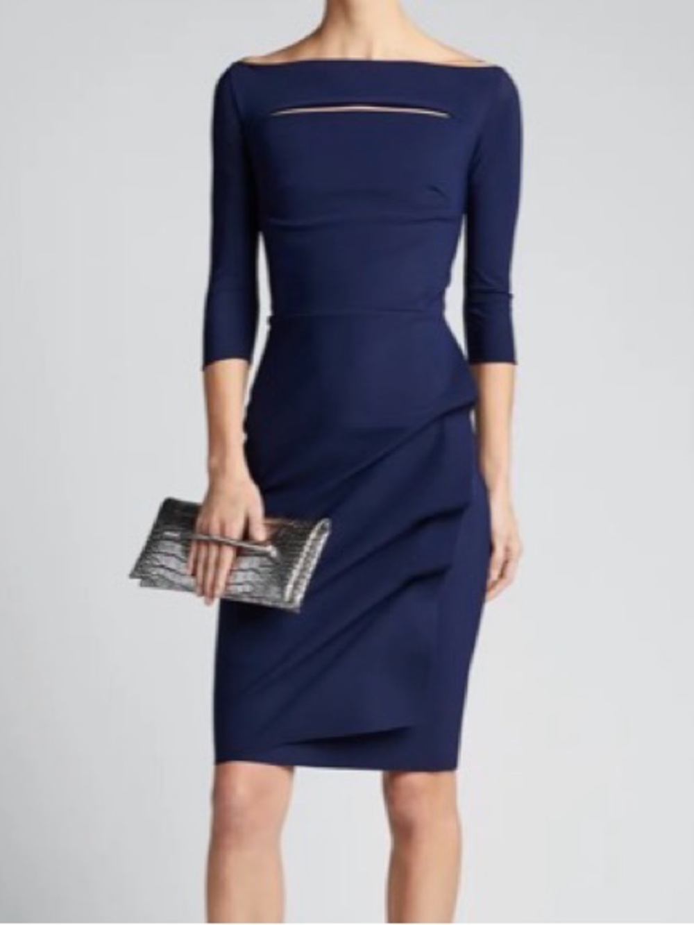 Chiara Boni La Petite Robe Blue Ruffle Cocktail Dress IT 44 US 6 Like New